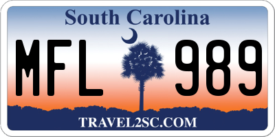 SC license plate MFL989