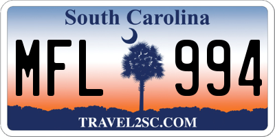 SC license plate MFL994