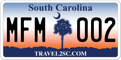SC license plate MFM002