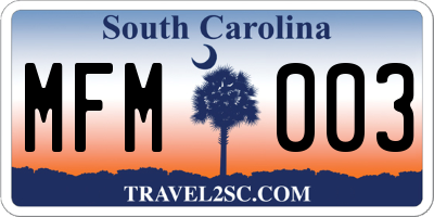SC license plate MFM003
