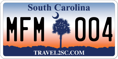 SC license plate MFM004
