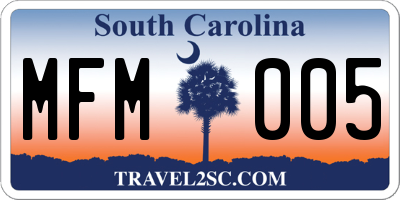 SC license plate MFM005