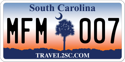 SC license plate MFM007
