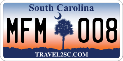SC license plate MFM008