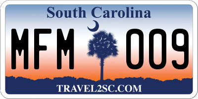 SC license plate MFM009