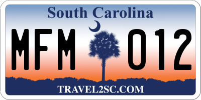 SC license plate MFM012