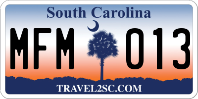 SC license plate MFM013