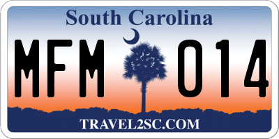SC license plate MFM014