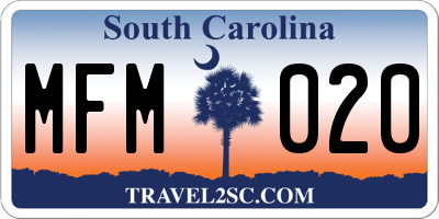 SC license plate MFM020