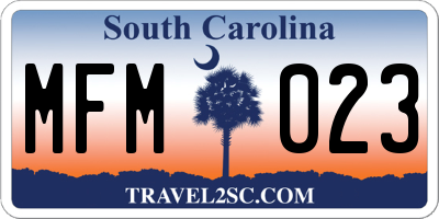 SC license plate MFM023