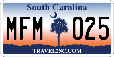 SC license plate MFM025