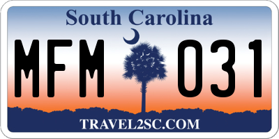 SC license plate MFM031
