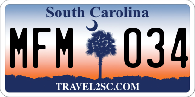 SC license plate MFM034