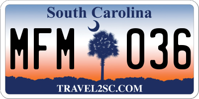 SC license plate MFM036