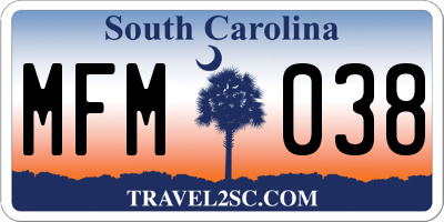 SC license plate MFM038