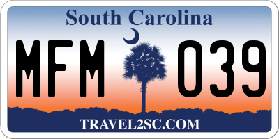 SC license plate MFM039
