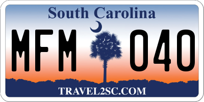 SC license plate MFM040