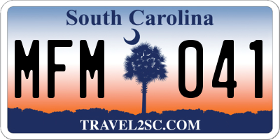 SC license plate MFM041