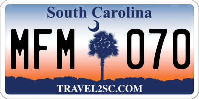SC license plate MFM070