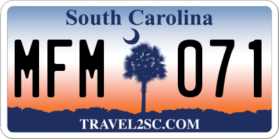 SC license plate MFM071