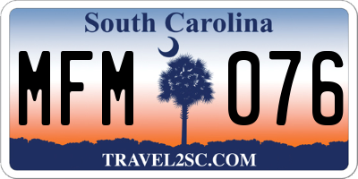 SC license plate MFM076