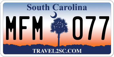 SC license plate MFM077