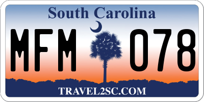 SC license plate MFM078