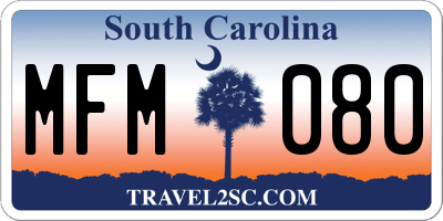 SC license plate MFM080