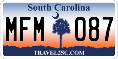 SC license plate MFM087