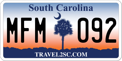 SC license plate MFM092