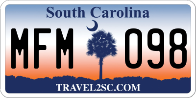 SC license plate MFM098