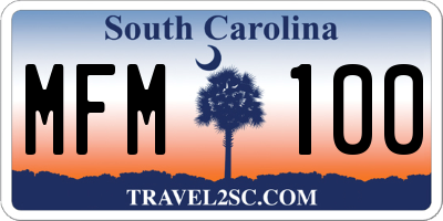 SC license plate MFM100