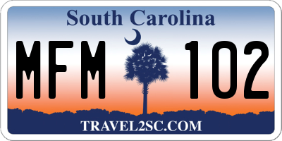 SC license plate MFM102