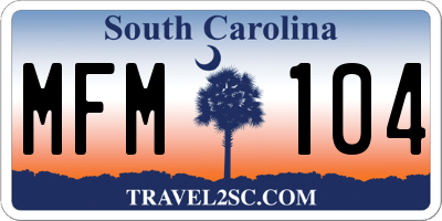 SC license plate MFM104