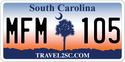 SC license plate MFM105