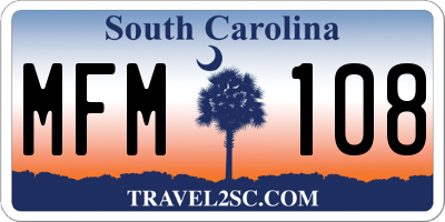 SC license plate MFM108