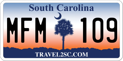 SC license plate MFM109