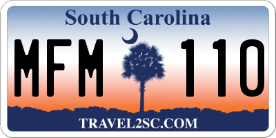 SC license plate MFM110