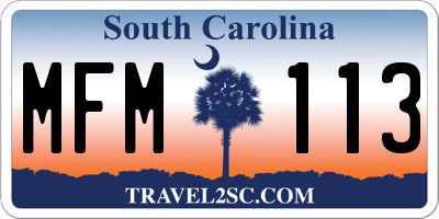 SC license plate MFM113