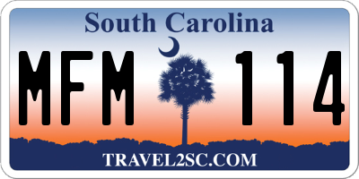SC license plate MFM114