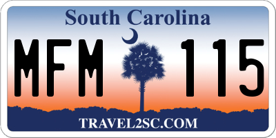SC license plate MFM115