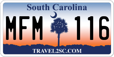 SC license plate MFM116