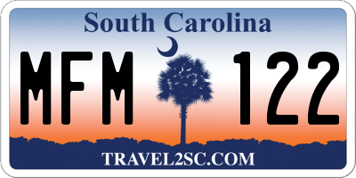 SC license plate MFM122