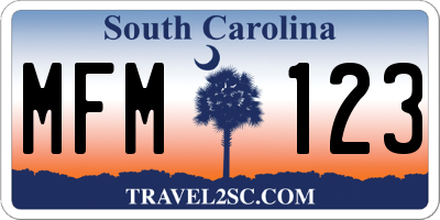 SC license plate MFM123
