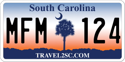 SC license plate MFM124