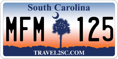 SC license plate MFM125