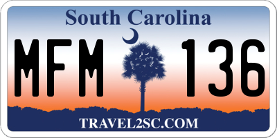 SC license plate MFM136