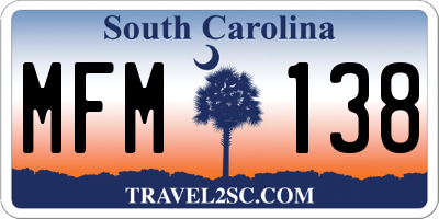 SC license plate MFM138