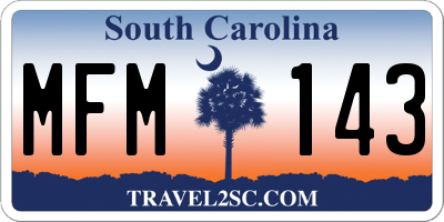 SC license plate MFM143