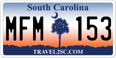 SC license plate MFM153